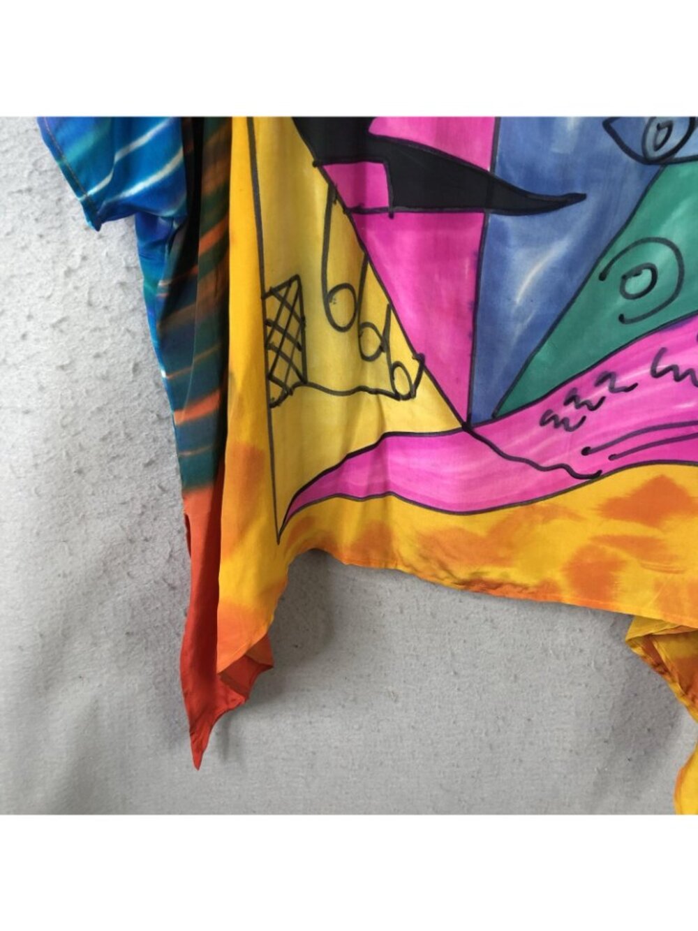 Dilemma Tunic Top Womens One Size Multicolor Abstract Silk Artsy Boho Oversized - Picture 8 of 16